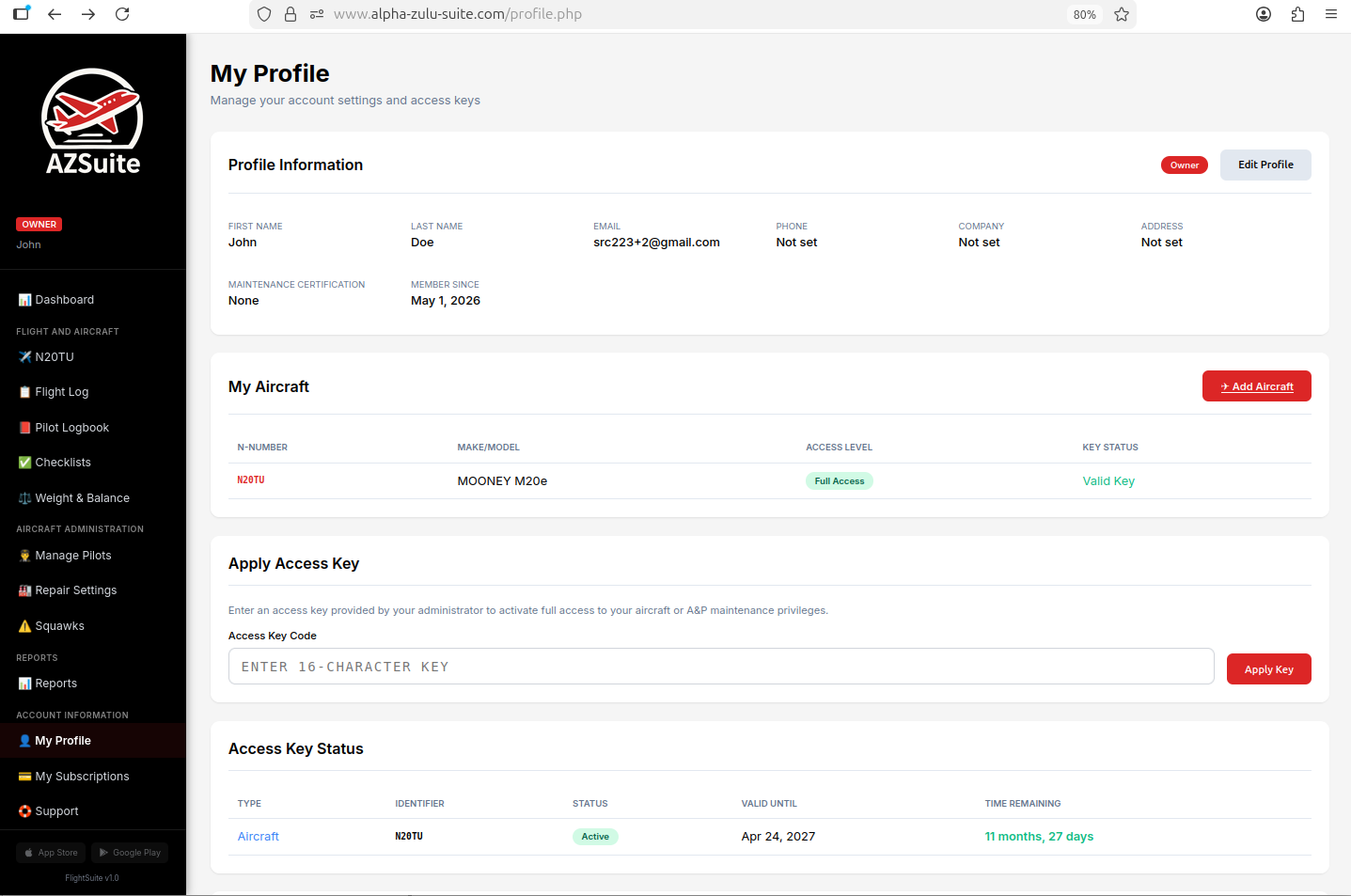 Profile menu opened from the top-right showing the My Profile entry